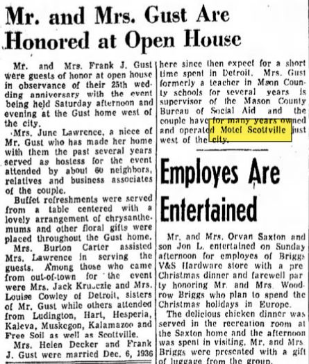 Motel Scottville - Dec 1961 - Owners Honored (newer photo)